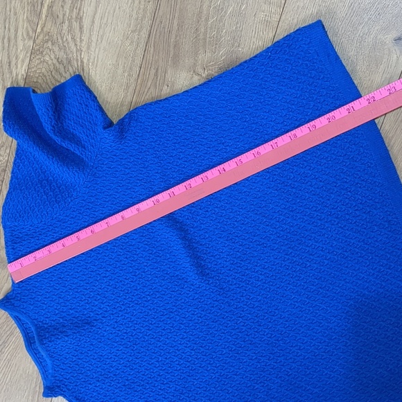 Pendleton 100% Merino Wool Short Sleeve Sweater Size Large Crew Neck Blue Top - Picture 7 of 9